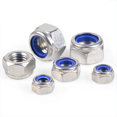 M3-M48 Din 985 Noccioline a testa esessuale di nylon bloccante zinco con rivestimento blu / bianco