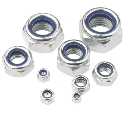 M3-M48 Din 985 Noccioline a testa esessuale di nylon bloccante zinco con rivestimento blu / bianco
