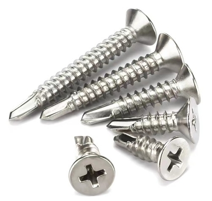 Acciaio al carbonio galvanizzato a vite a presa automatica Flat Head Drill Tail Countersunk Cross M4.2